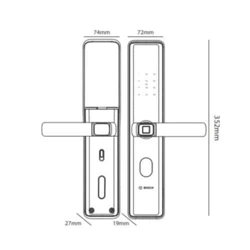 Khóa cửa vân tay Bosch ID30 EU Black 7 Kích thước khóa cửa vân tay Bosch ID30 EU Black