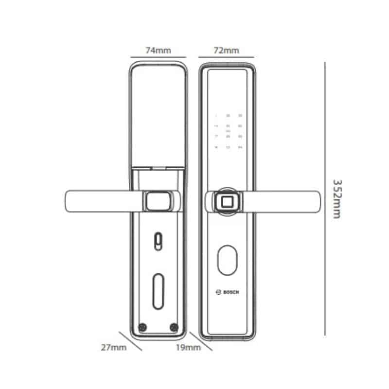 Khóa cửa vân tay Bosch ID30 EU Black 5 Kích thước khóa cửa vân tay Bosch ID30 EU Black