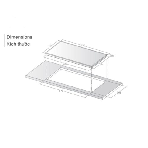 Kích thước bếp điện từ đôi Lorca LCI 886 Pro lắp âm