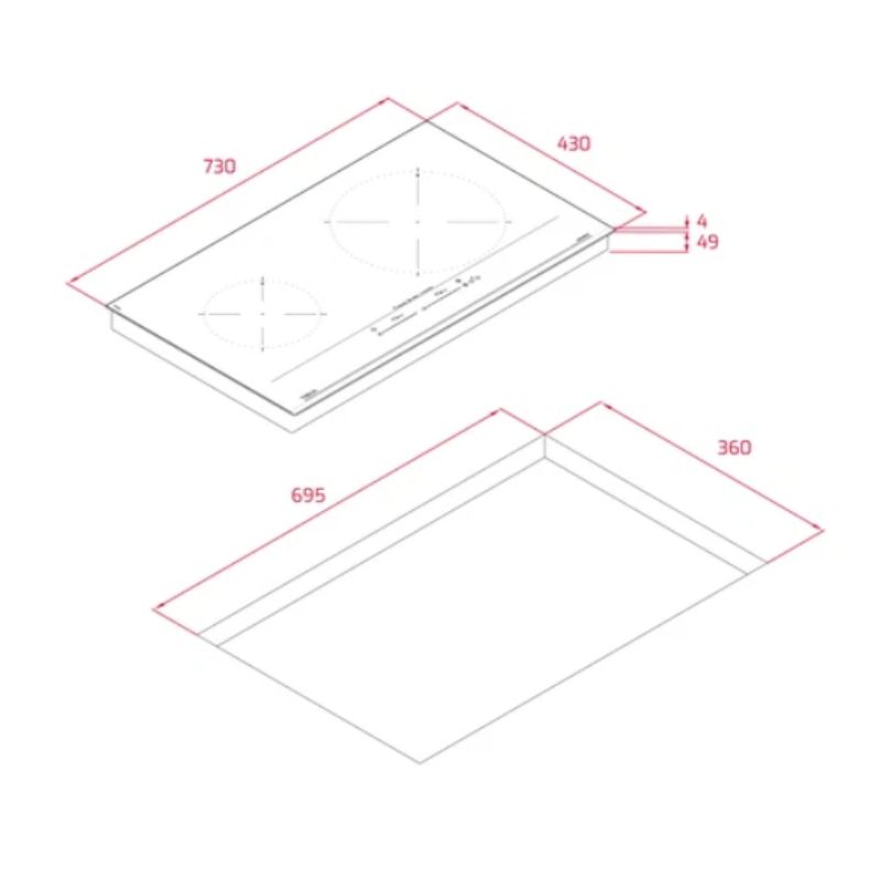 Bếp từ đôi Teka TOTAL IZC 72610 MST BK 112500059 lắp âm 5 Kích thước bếp từ đôi Teka TOTAL IZC 72610 MST BK 112500059 lắp âm