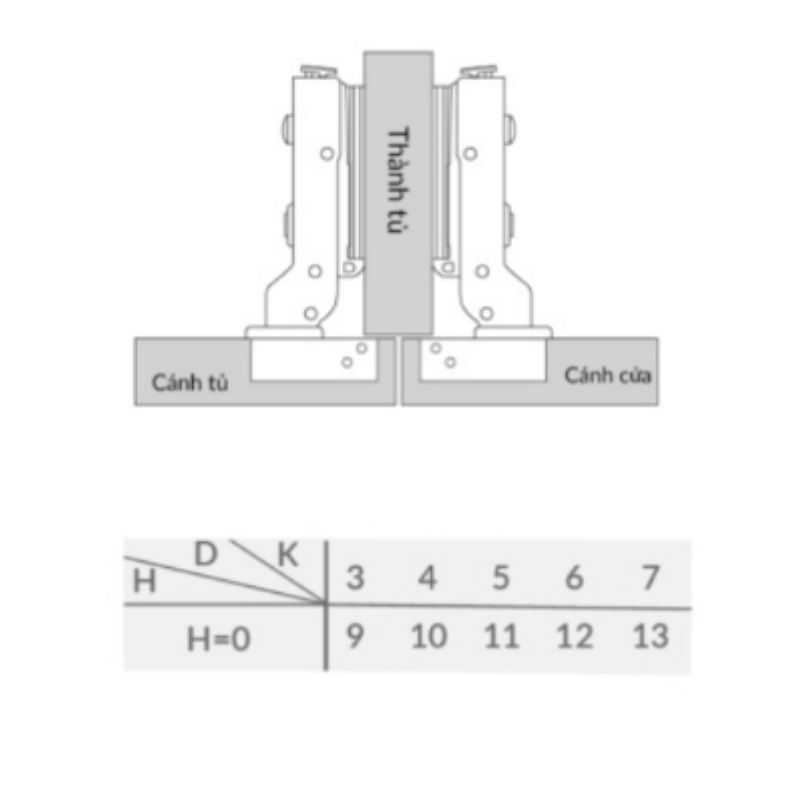 Bản lề cong lắp trùm nửa Capella thép GrandX XC.IR107B 4 Kích thước bản lề cong lắp trùm nửa Capella thép GrandX XC.IR107B