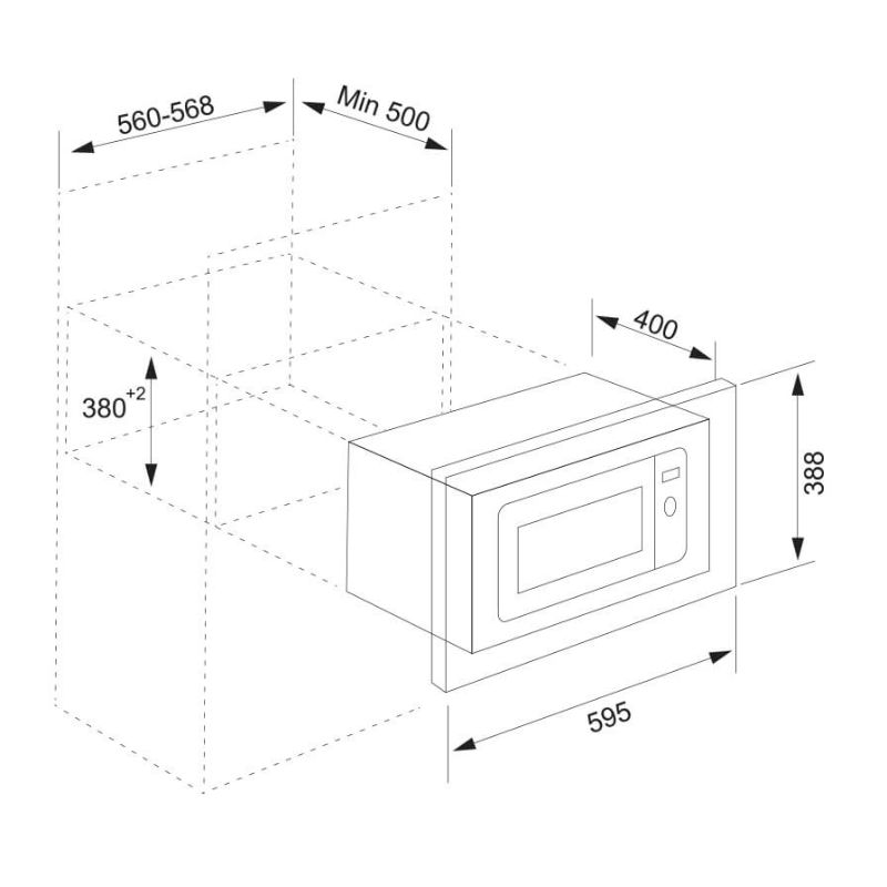 Lò vi sóng kết hợp nướng Tomate TOM MW‐220 5 Kích thước lò vi sóng kết hợp nướng Tomate TOM MW‐220