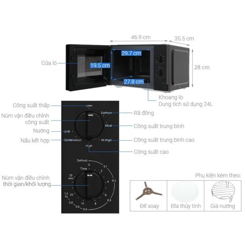 Lò vi sóng kết hợp nướng Panasonic NN-GM34NBYUE 24 Lít 7 Chi tiết lò vi sóng kết hợp nướng Panasonic NN-GM34NBYUE 24 Lít