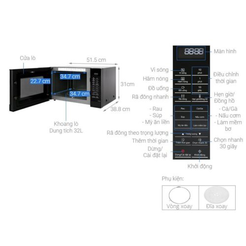 Chi tiết lò vi sóng Panasonic NN-ST65JBYUE 32 lít