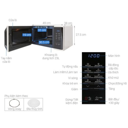 Lò vi sóng Samsung MS23K3513ASV 23 lít 7 Chi tiết lò vi sóng Samsung MS23K3513ASV 23 lít