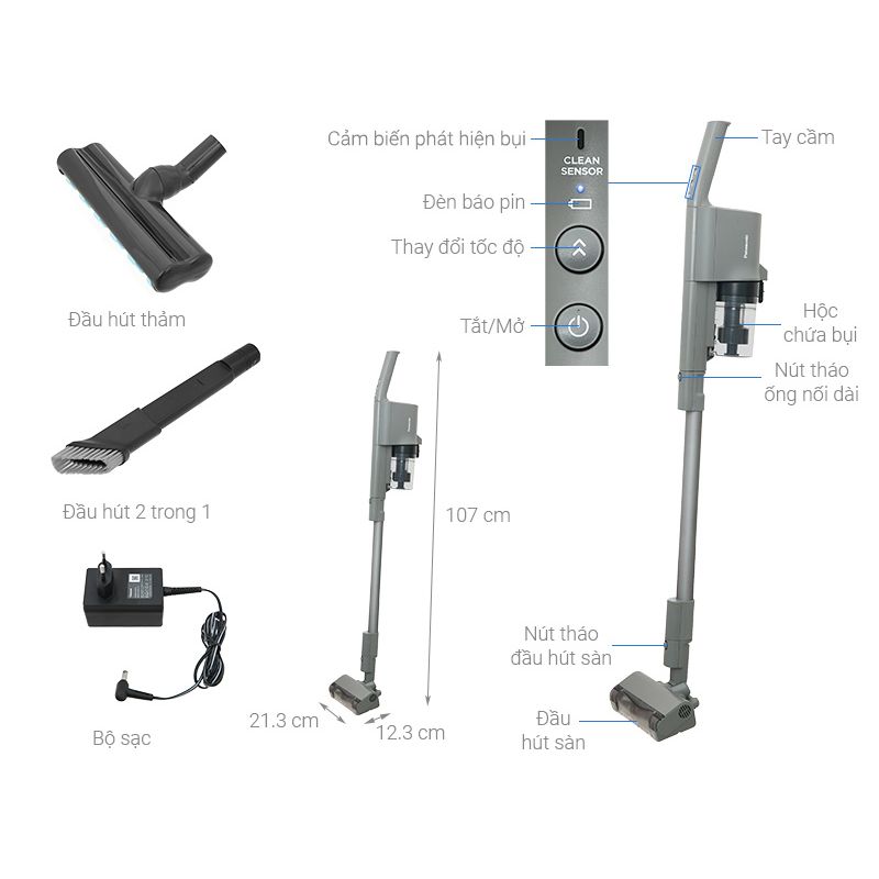 Máy hút bụi không dây Panasonic MC-SB53KH046 5 Chi tiết máy hút bụi không dây Panasonic MC-SB53KH046
