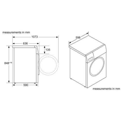 Máy Giặt Sấy Bosch Giặt 10 Kg - Sấy 6 Kg WNA254U0SG 7 Kích thước máy Giặt Sấy Bosch Giặt 10 Kg - Sấy 6 Kg WNA254U0SG