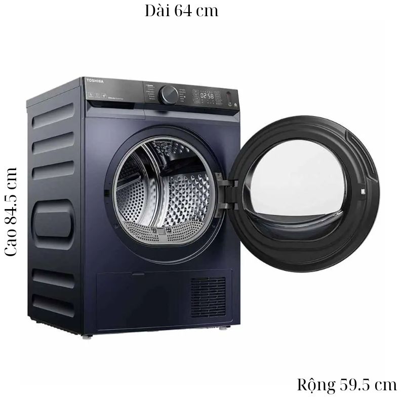Máy Sấy Bơm Nhiệt Toshiba Inverter 10 Kg TD-BK110GHV(MK) 5 Kích thước máy Sấy Bơm Nhiệt Toshiba Inverter 10 Kg TD-BK110GHV(MK)