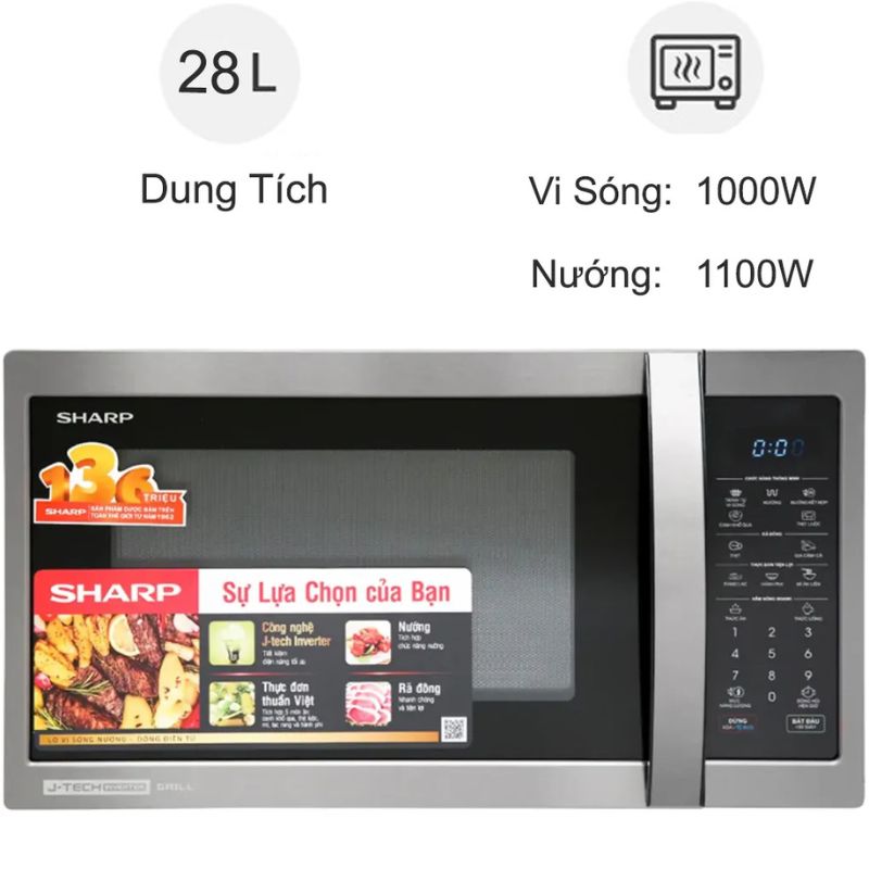 Lò vi sóng Sharp R-G728XVN-BST 28 lít 3 Lò vi sóng Sharp R-G728XVN-BST 28 lít