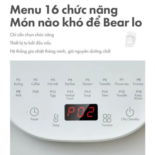 Bình đun đa năng Bear YSH-D15V7 1.5 Lít 9 Chức năng bình đun đa năng Bear YSH-D15V7 1.5 Lít