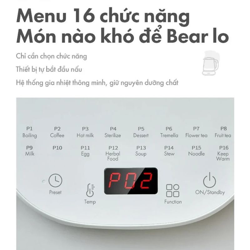Bình đun đa năng Bear YSH-D15V7 1.5 Lít 6 Chức năng bình đun đa năng Bear YSH-D15V7 1.5 Lít