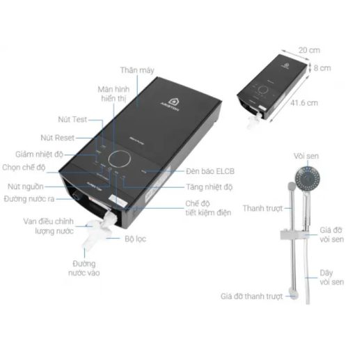 Máy nước nóng Ariston AURES TOP 4.5P 10 Kích thước máy nước nóng Ariston AURES TOP 4.5P
