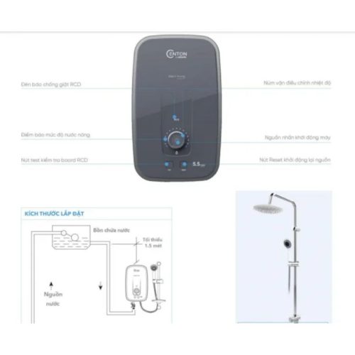 Máy nước nóng Centon By Atlantic Presto Turbo EIWH P M-N3 5.5kW (RS) 8 Kích thước máy nước nóng Centon By Atlantic Presto Turbo EIWH P M-N3 5.5kW (RS)