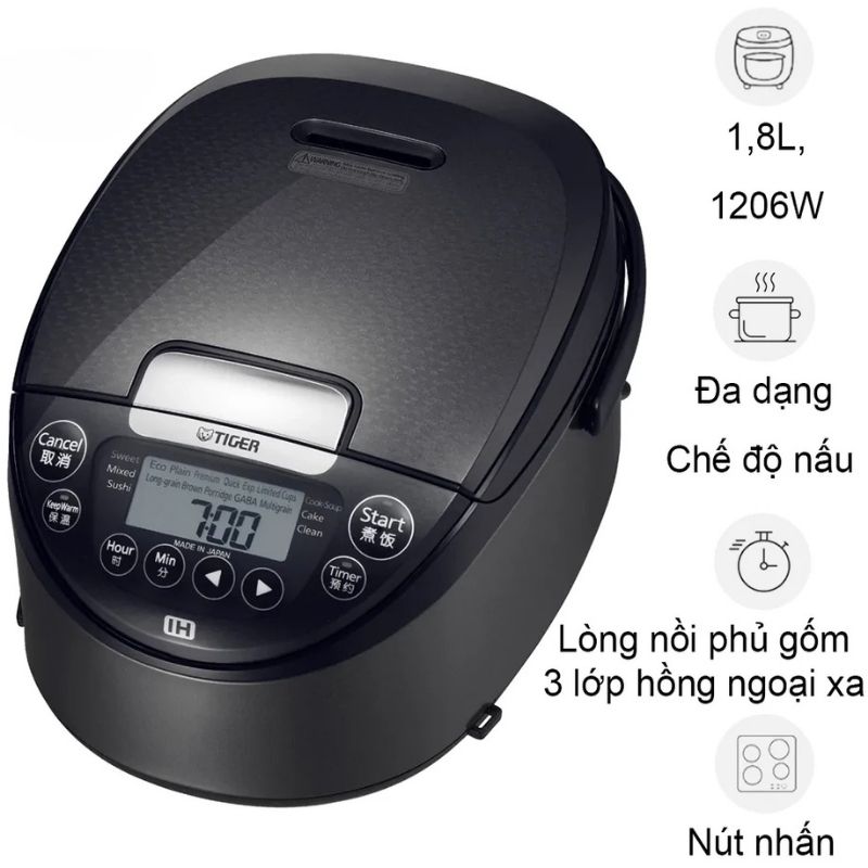 Nồi cơm điện cao tần Tiger JPW-G18W 1.8 Lít 3 Nồi cơm điện cao tần Tiger JPW-G18W 1.8 Lít