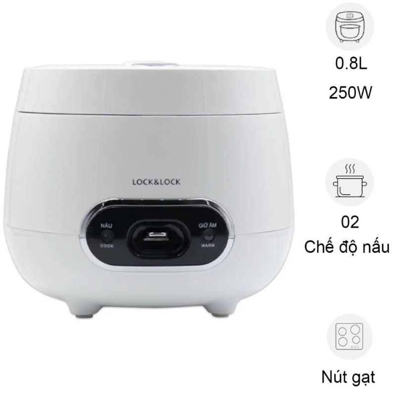 Nồi cơm điện Lock&Lock Mechanical Rice Cooker EJR426WHT 0.8 Lít 3 Nồi cơm điện Lock&Lock Mechanical Rice Cooker EJR426WHT 0.8 Lít