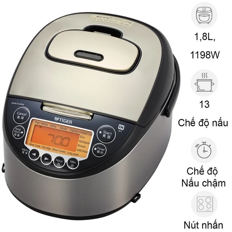 Nồi cơm điện tử cao tần Tiger JKT-F18W 1.8 Lít 3 Nồi cơm điện tử cao tần Tiger JKT-F18W 1.8 Lít