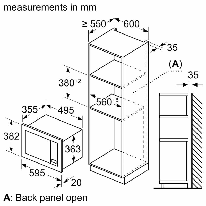 Lò vi sóng Bosch BEL653MB3 6 Kích thước lò vi sóng Bosch BEL653MB3
