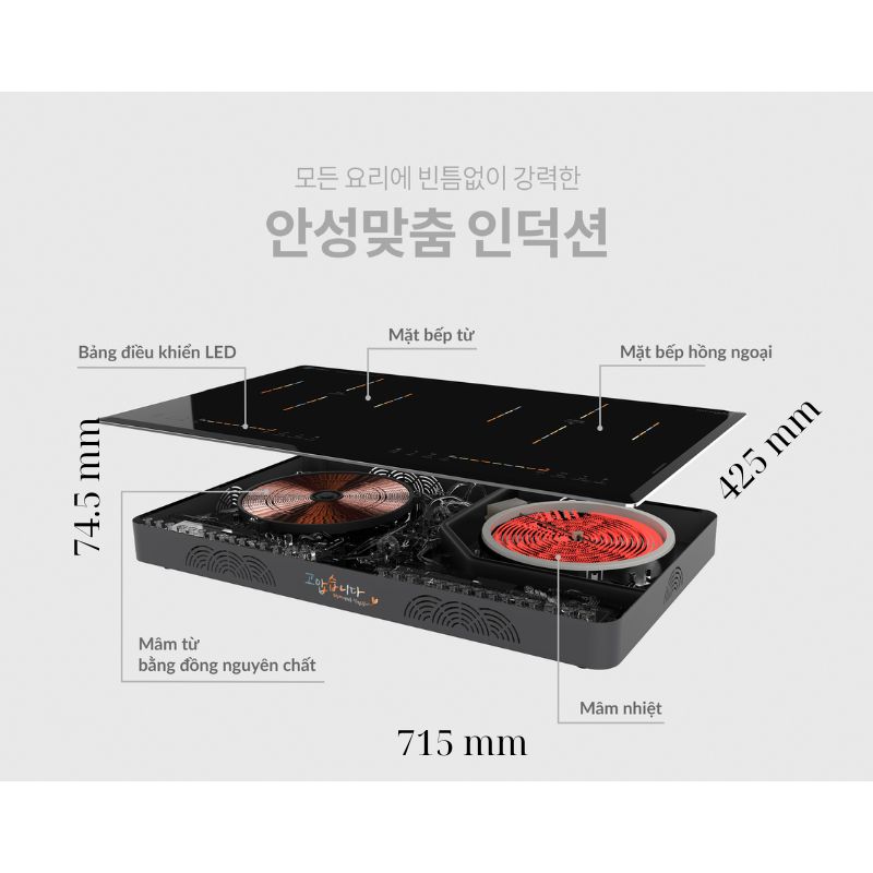 Bếp điện từ đôi Hawonkoo CEH-216-IF lắp âm 5 Kích thước bếp điện từ đôi Hawonkoo CEH-216-IF lắp âm