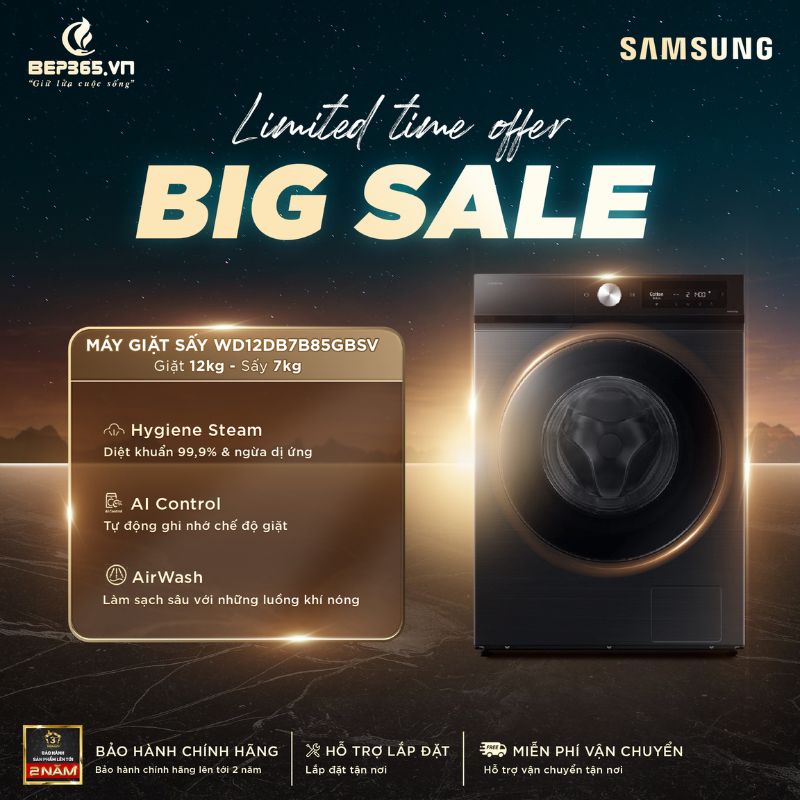 Máy Giặt Sấy Samsung Inverter Giặt 12 kg - Sấy 7 kg WD12DB7B85GBSV 3 Big sale Máy Giặt Sấy Samsung Inverter Giặt 12 kg - Sấy 7 kg WD12DB7B85GBSV