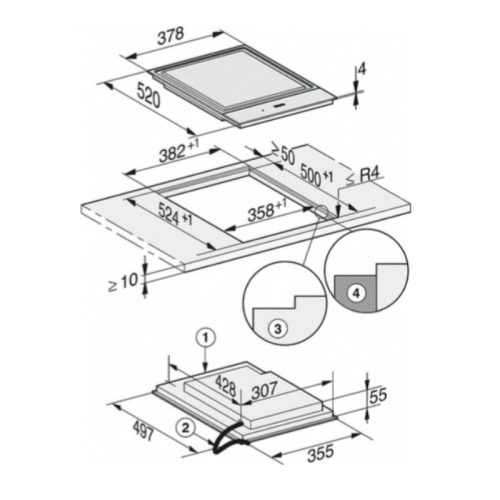 Bếp từ Domino Miele 2 vùng nấu CS 7612 FL lắp âm 7 Kích thước bếp từ Domino Miele 2 vùng nấu CS 7612 FL lắp âm