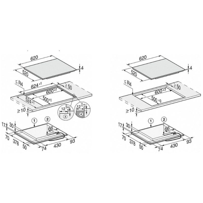 Bếp từ Miele 4 vùng nấu KM 7464 FL lắp âm 5 Kích thước bếp từ Miele 4 vùng nấu KM 7464 FL lắp âm