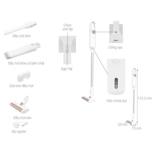 Máy hút bụi không dây Xiaomi Cleaner Light BHR4636GL 8 Kích thước máy hút bụi không dây Xiaomi Cleaner Light BHR4636GL