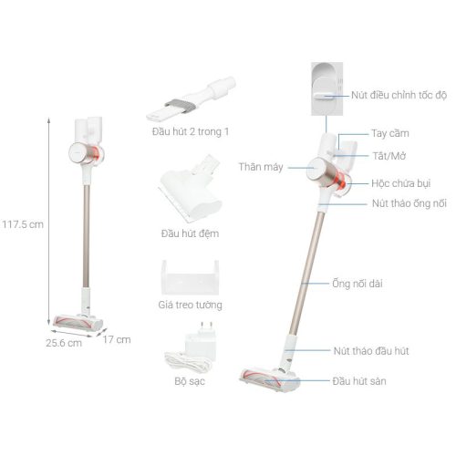 Máy hút bụi không dây Xiaomi G9 Plus BHR6185EU 7 Kích thước máy hút bụi không dây Xiaomi G9 Plus BHR6185EU