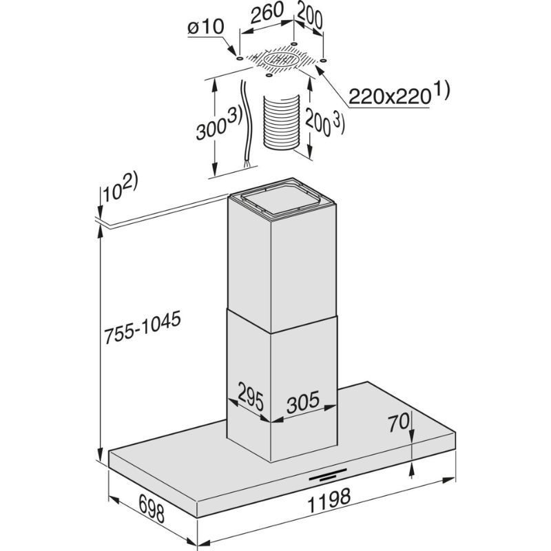 Máy hút mùi đảo Miele DA 4248-V 5 Kích thước máy hút mùi đảo Miele DA 4248-V