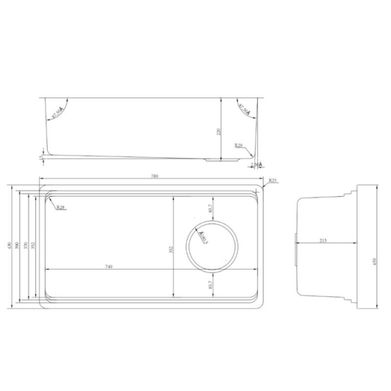 Chậu rửa bát inox 1 hố Konox TARI 780SM 4 Chậu rửa bát inox 1 hố Konox TARI 780SM - Ảnh 2