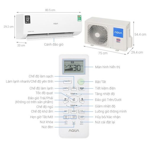 kich thuoc may lanh aqua inverter 1 5 hp aqa rv13qa3
