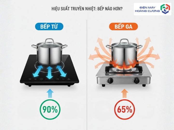 Nên dùng bếp gas hay bếp từ truyền nhiệt tốt
