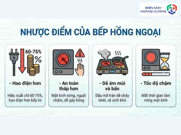 4 nhược điểm của bếp hồng ngoại