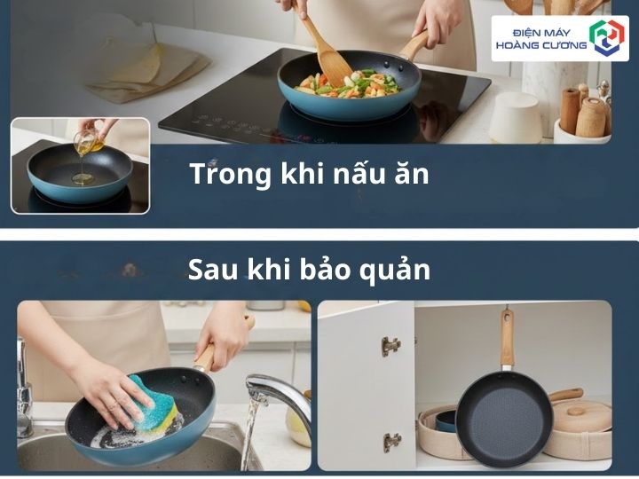 Lưu ý sử dụng chảo bếp từ rong khi nấu ăn