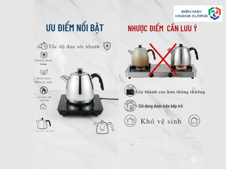 Đặc điểm ấm đun nước bếp từ