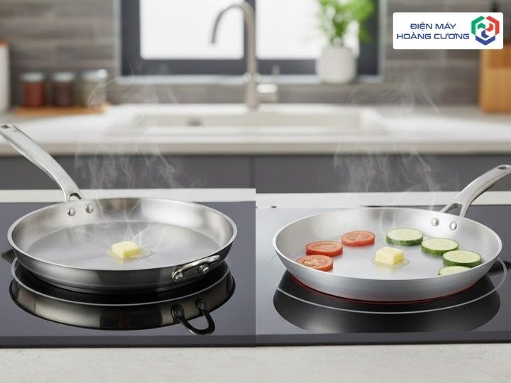 So sánh chảo chống dính bếp từ với chảo thường