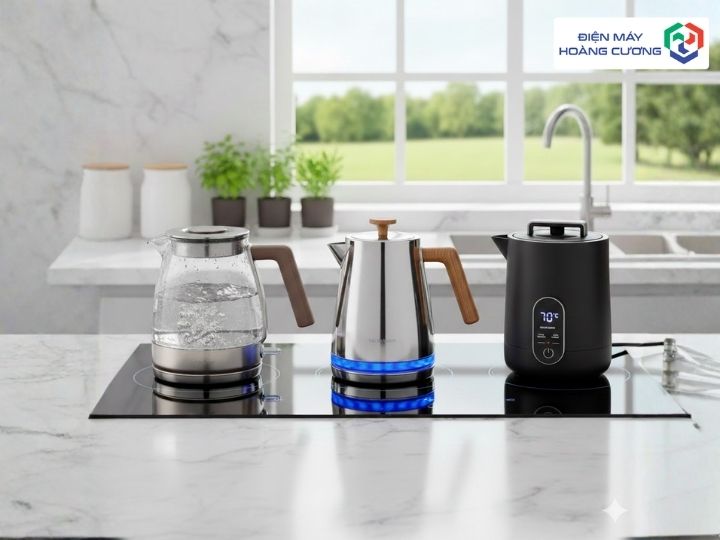 Ấm đun nước bếp từ đa dang kiểu dáng