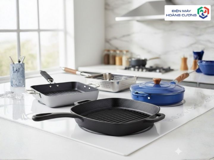Vỉ Nướng Bếp Từ Có Những Loại Nào? Đặc Điểm Và Cách Chọn Mua 3 Vỉ nướng bếp từ loại gang