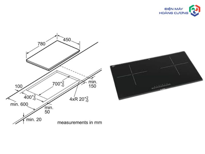 Tổng Hợp Kích Thước Bếp Từ Bosch Chuẩn Nhất & Hướng Dẫn Lắp Đặt 2025 4 Kích thước bếp từ Bosch 2 vùng nấu