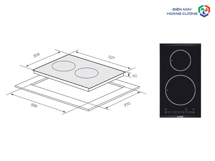 Tổng Hợp Kích Thước Bếp Từ Bosch Chuẩn Nhất & Hướng Dẫn Lắp Đặt 2025 3 Kích thước bếp từ Bosch domino