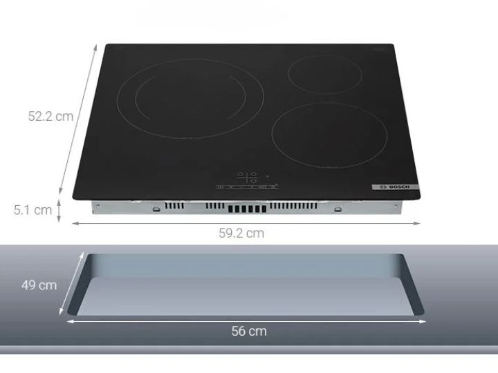 Tổng Hợp Kích Thước Bếp Từ Bosch Chuẩn Nhất & Hướng Dẫn Lắp Đặt 2025 2 Kích thước phủ bì và khoét đá bếp từ Bosch