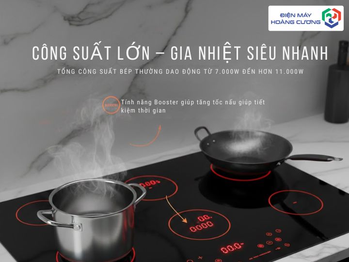 Bếp từ 6 vùng nấu công suất lớn