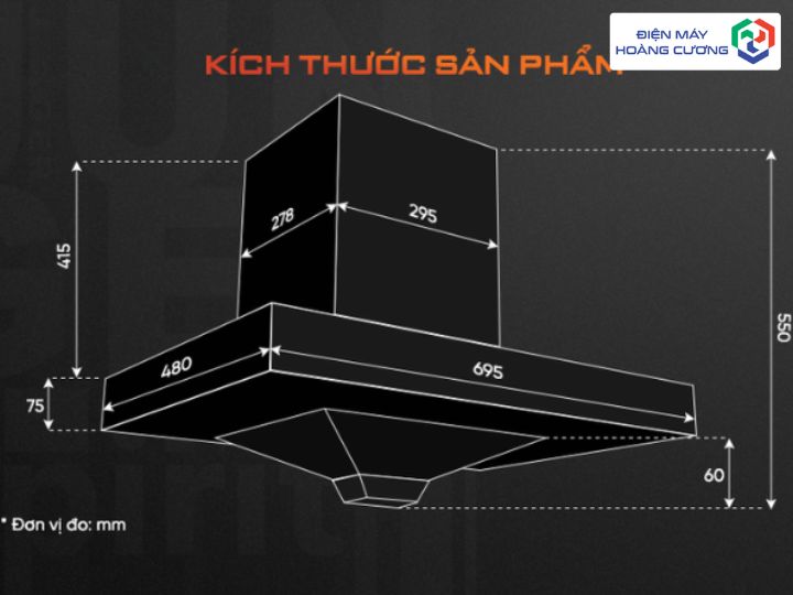 Kích thước máy hút mùi junger