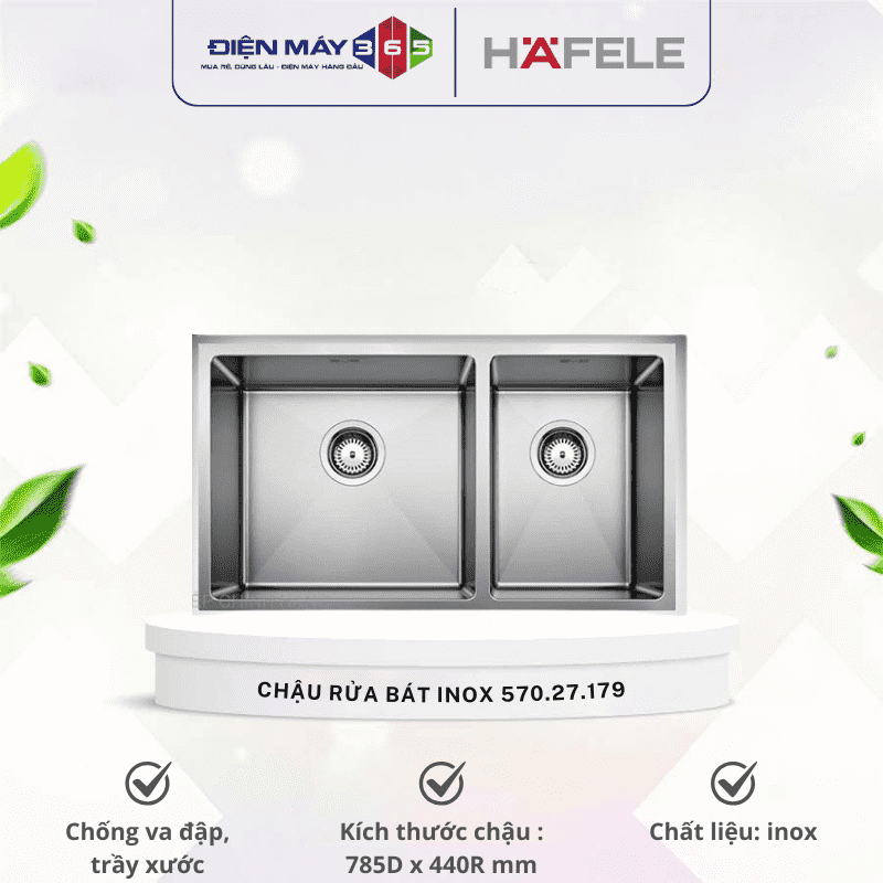 Chậu rửa bát inox Hafele Quatrus R15 435/285-IU 570.27.179 3 Chậu rửa bát inox Hafele Quatrus R15 435/285-IU 570.27.179