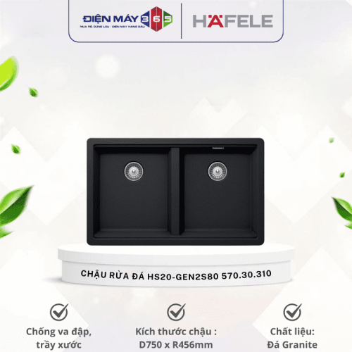 Chậu rửa bát đá Hafele HS20-GEN2S80 570.30.310