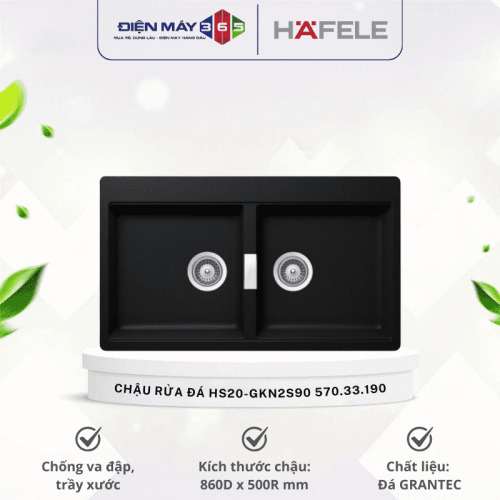 Chậu rửa bát đá Hafele HS20-GKN2S90 570.33.190