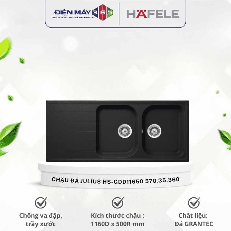 Chậu đá Hafele JULIUS HS-GDD11650 570.35.360 2 Chậu đá Hafele JULIUS HS-GDD11650 570.35.360