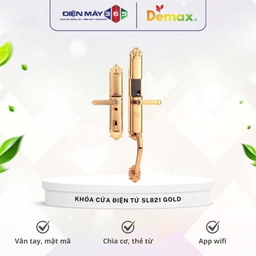 Khóa cửa điện tử Demax SL821 Gold cho đại sảnh - biệt thự