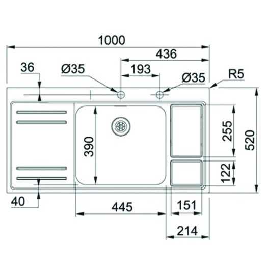 Chậu rửa Franke loại đơn LAX 211-W-45 127.0299.850 5 Chậu rửa Franke loại đơn LAX 211-W-45 127.0299.850 - Ảnh 3