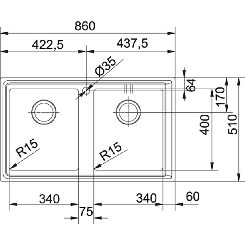 Chậu rửa Franke loại đôi NPX 620 101.0068.373 5 Chậu rửa Franke loại đôi NPX 620 101.0068.373 - Ảnh 3