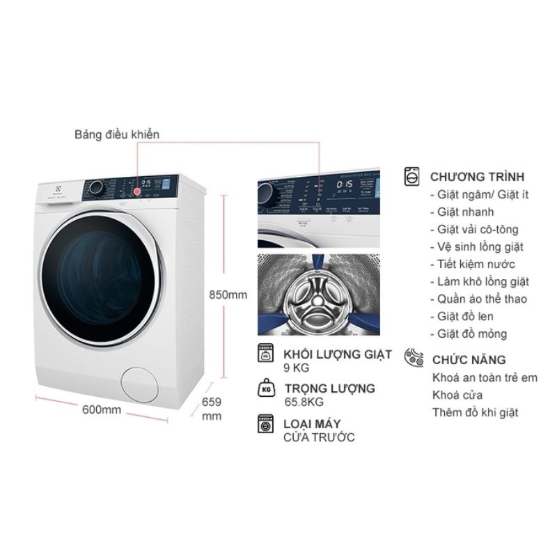 Máy Giặt Electrolux Inverter 9 Kg EWF9024P5WB cửa trước 5 Kích thước máy Giặt Electrolux Inverter 9 Kg EWF9024P5WB cửa trước